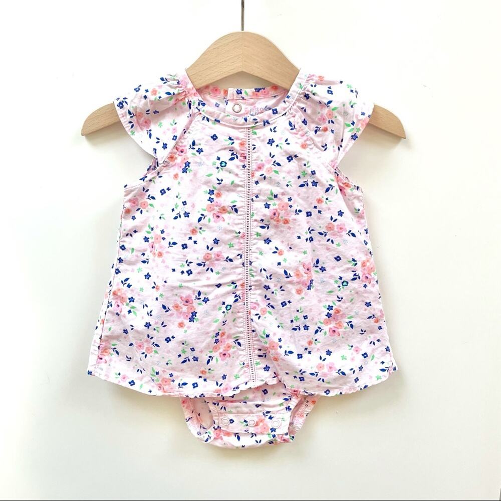 Carter’s Floral Baby Onesie Romper, Light Pink Floral, Baby Girl Size 12 Months